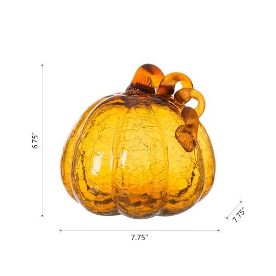 Glitzhome® Crackle Glass Pumpkin, Amber